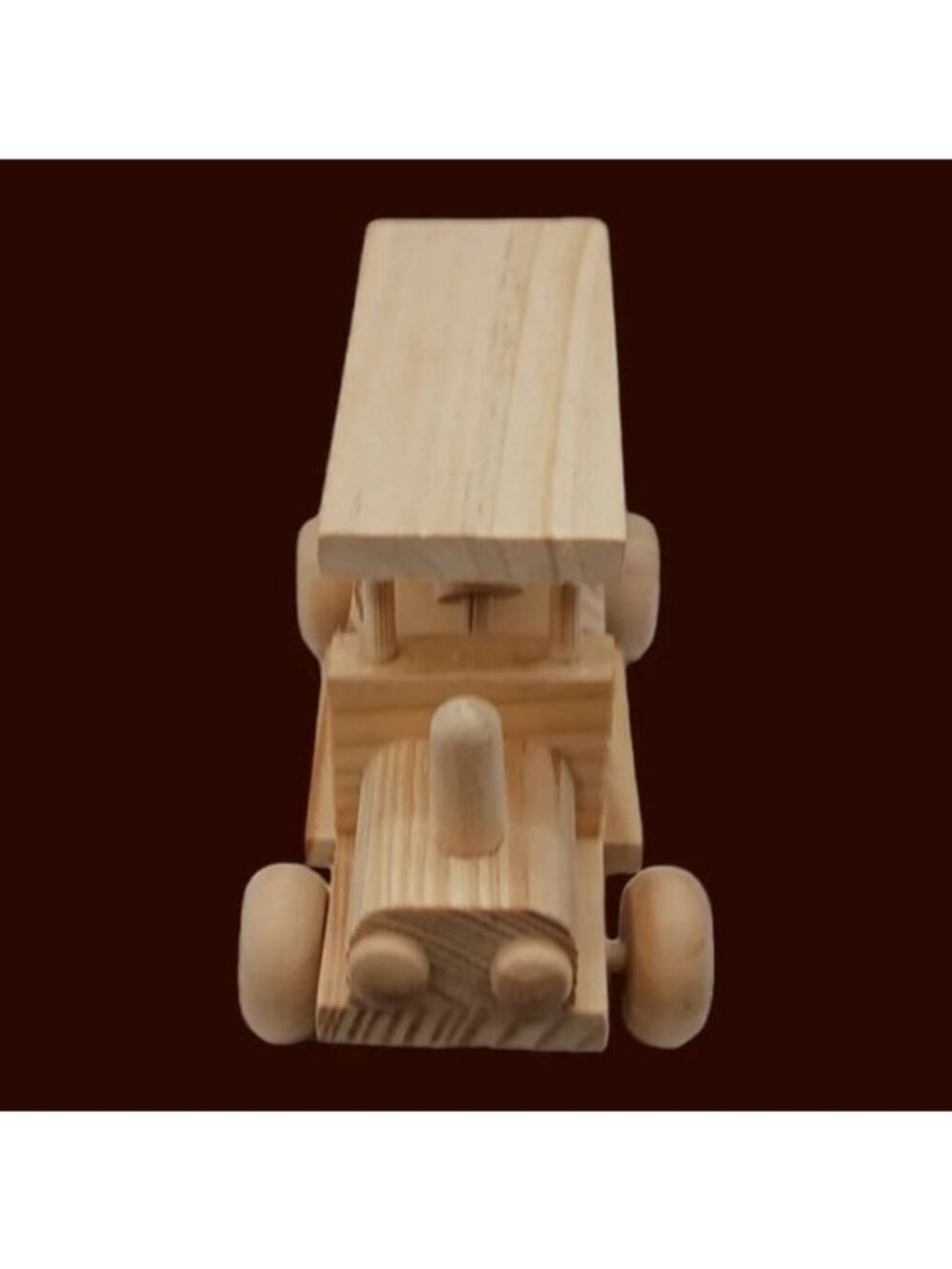 Vtg Natural Wooden Toy Vehicle Lot of 5 Fire Trucks Ambulance Dump & Log Truck - Picture 7 of 16